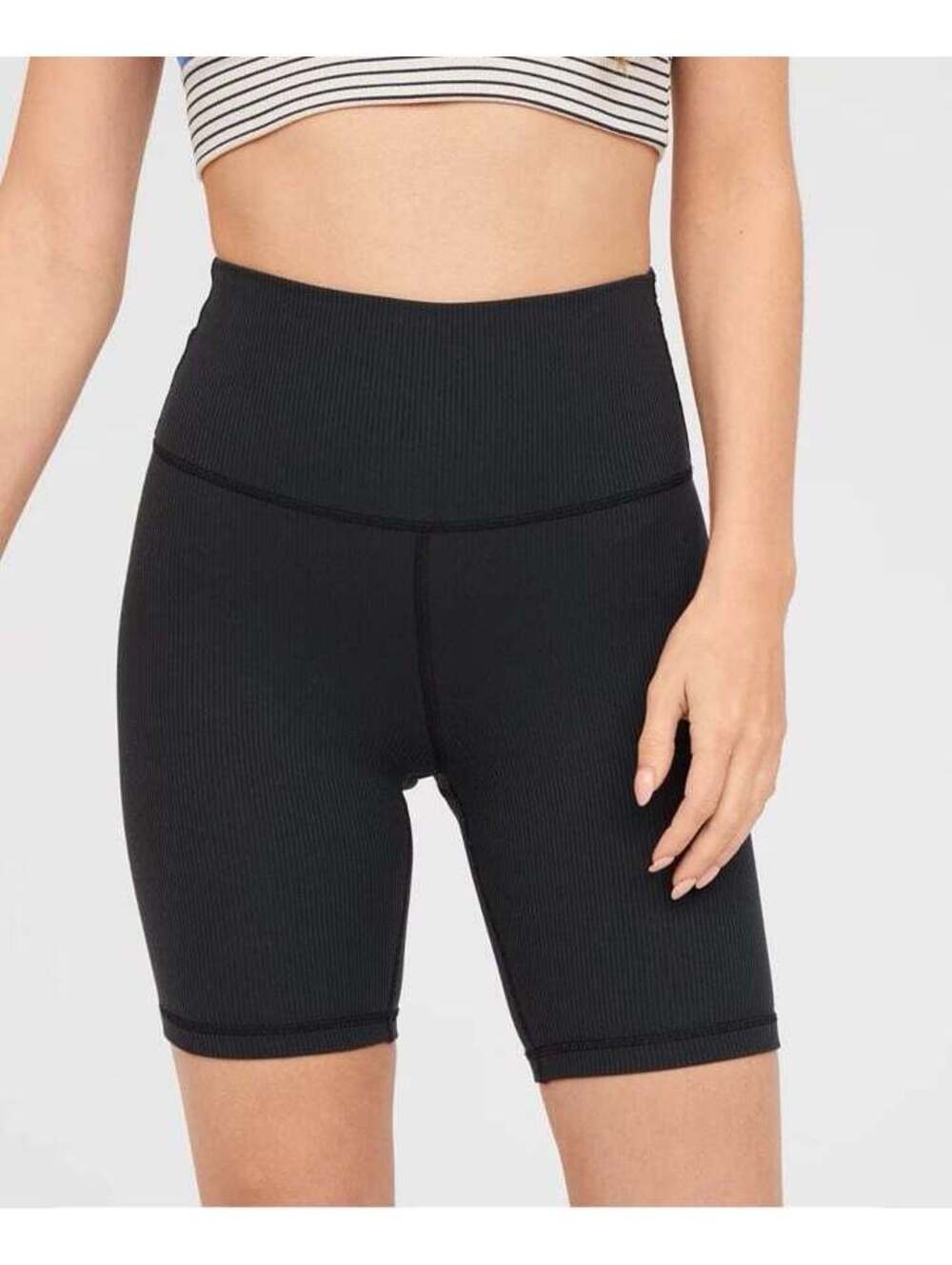 Offline aerie ribbed 7” black bike shorts